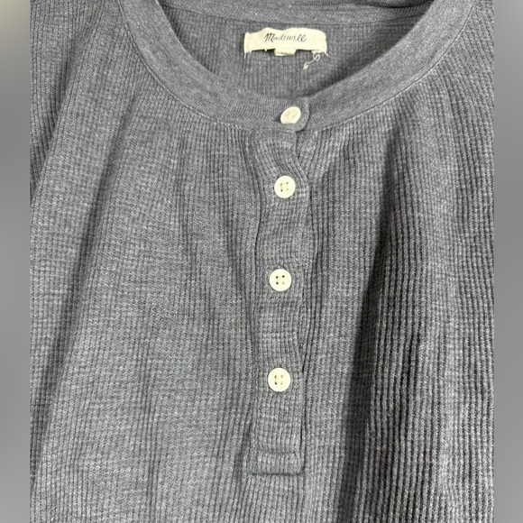 Madewell Top Heathered Thermal Henley Tee Long Sleeve Gray XL - Picture 8 of 12